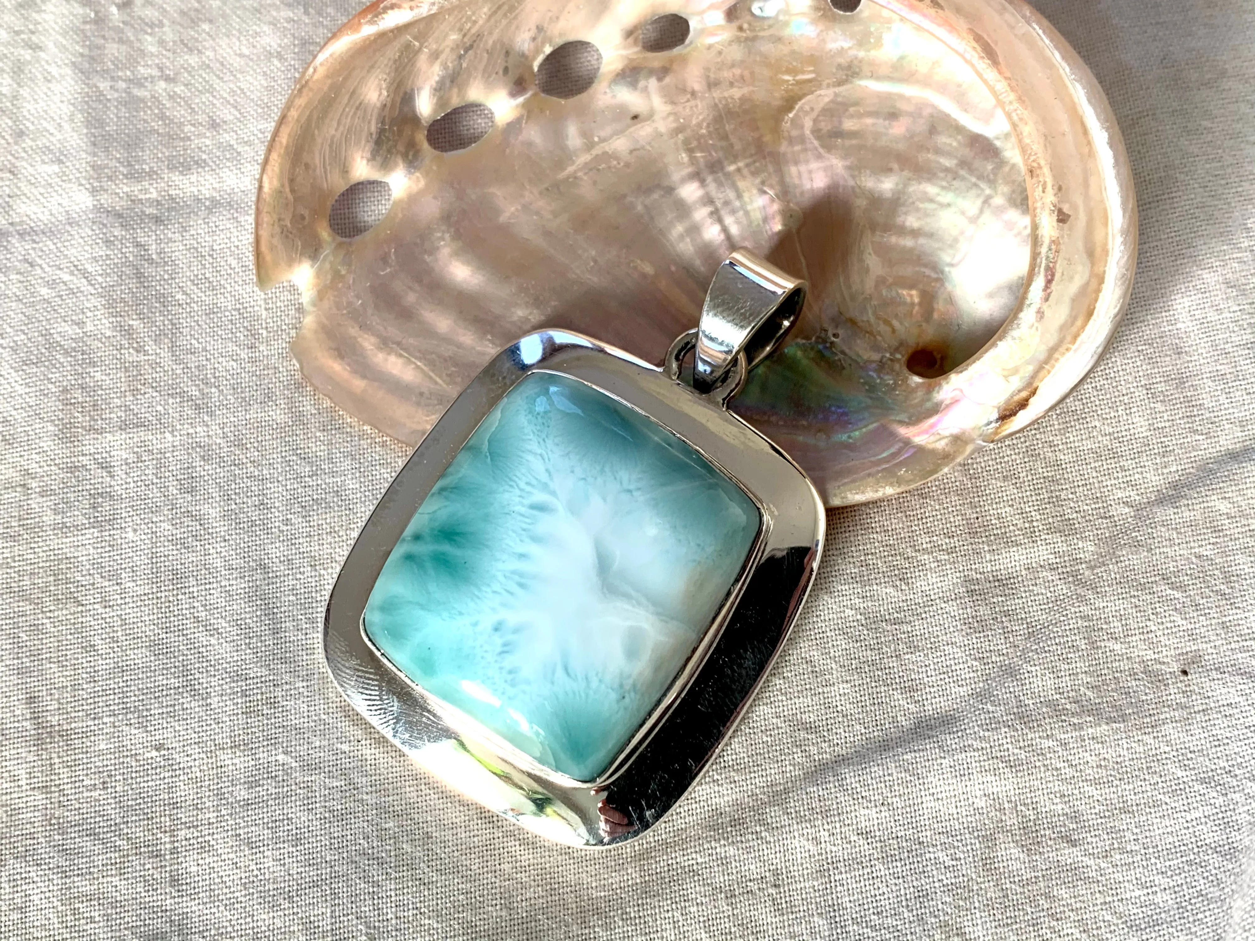 Larimar Medea Pendant - Square (One of a kind)