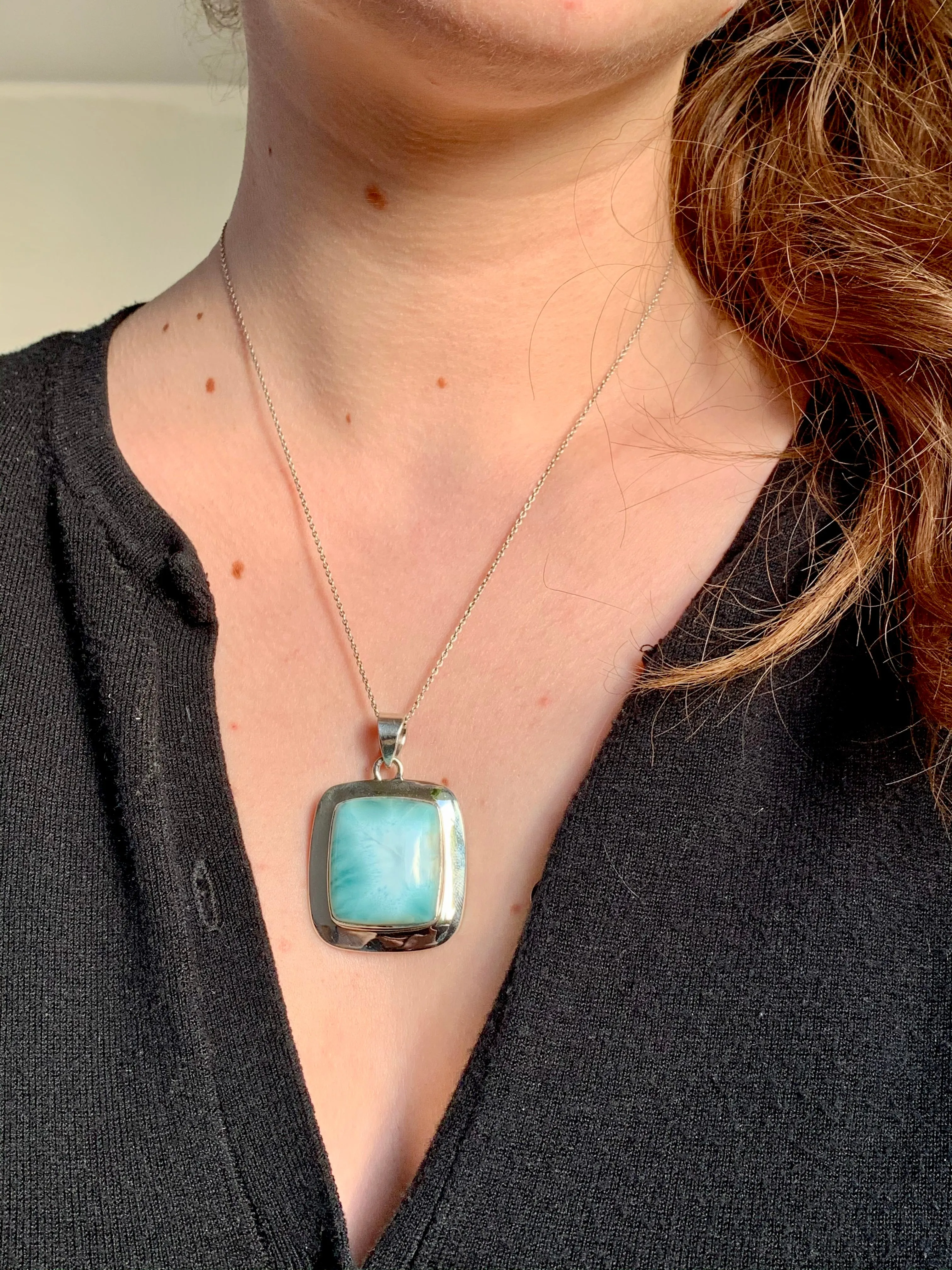 Larimar Medea Pendant - Square (One of a kind)