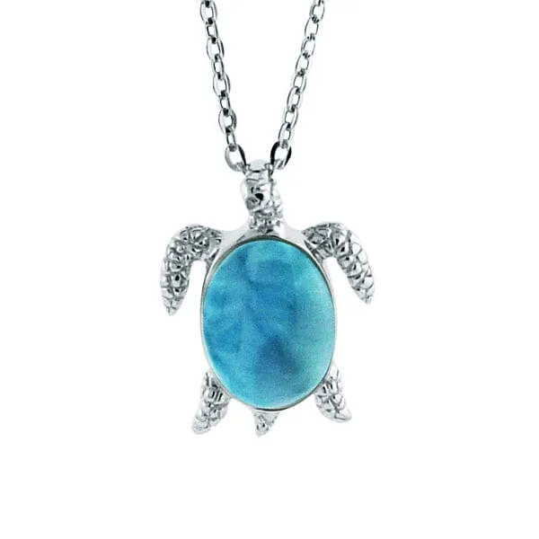 Larimar Na Pali Honu Pendant