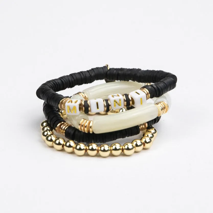 Le La Lo Mini Tubular Beaded Bracelet Set - Child Black