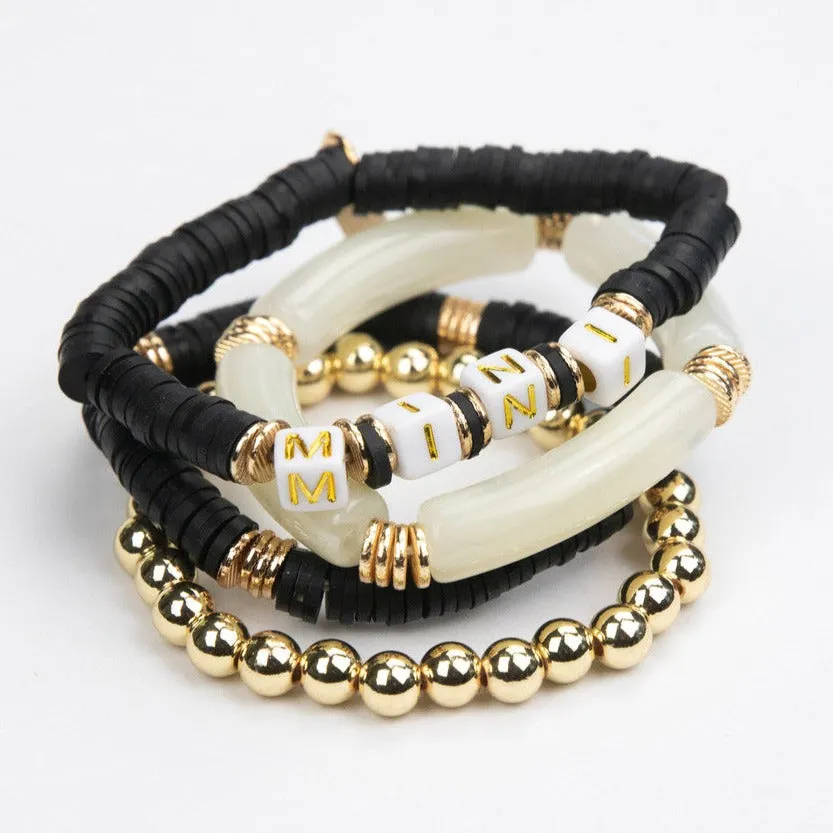 Le La Lo Mini Tubular Beaded Bracelet Set - Child Black