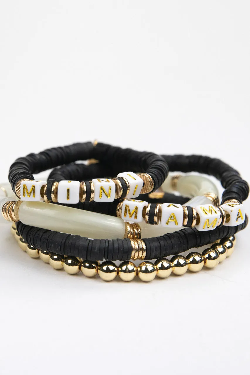 Le La Lo Mini Tubular Beaded Bracelet Set - Child Black