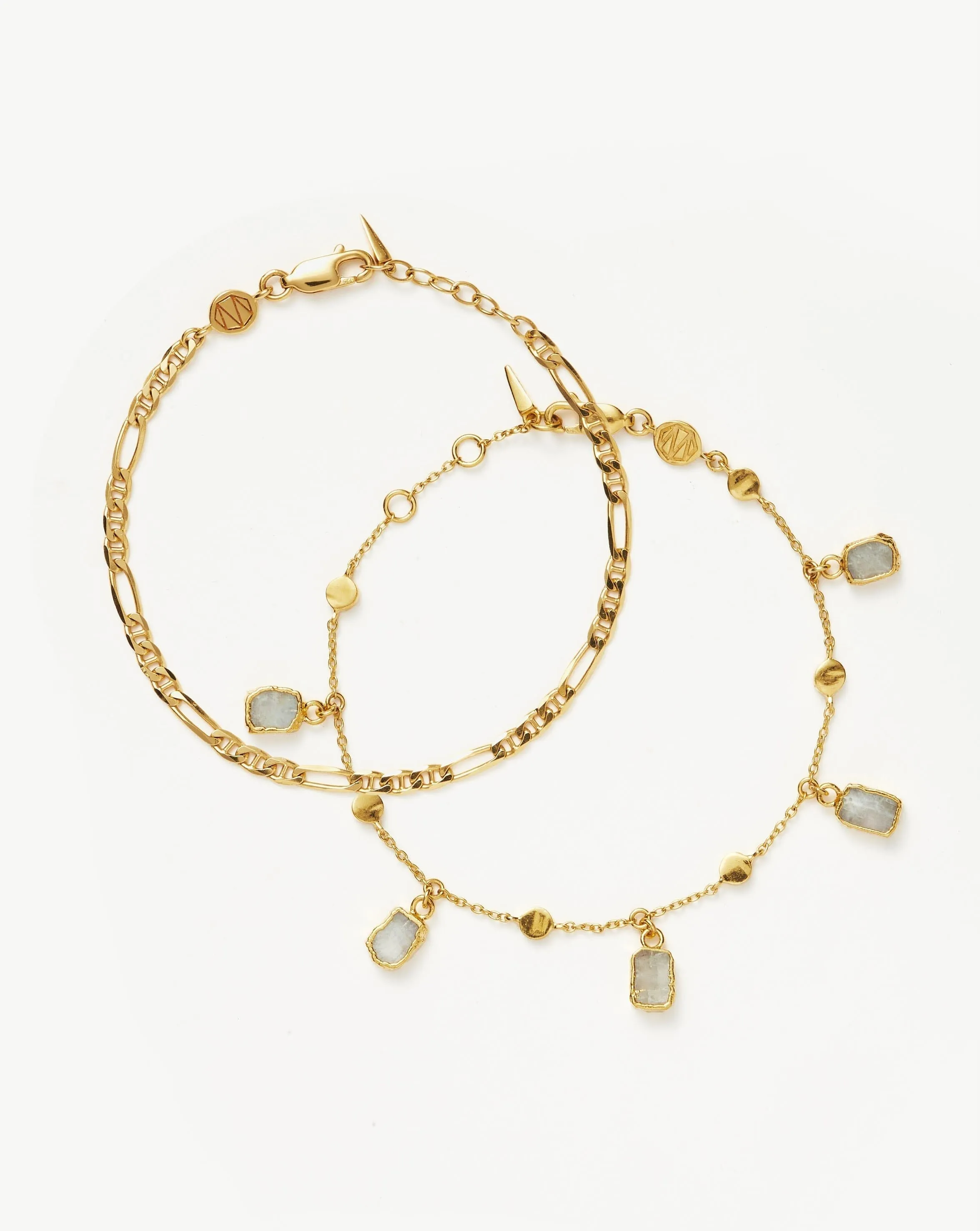 Lena Rainbow Moonstone Bracelet Set | 18ct Gold Plated Vermeil/Rainbow Moonstone
