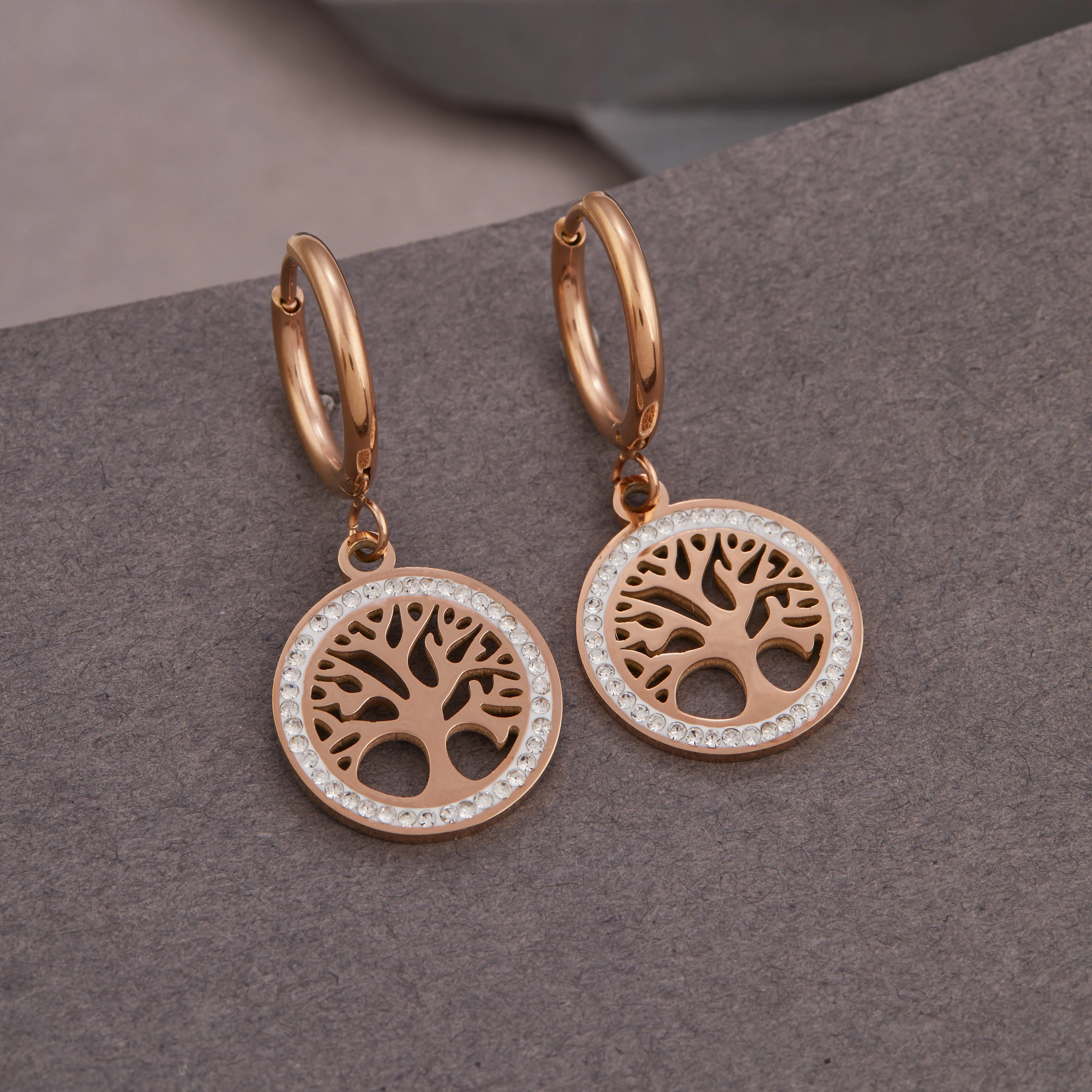 Life Tree Diamond Earrings For Women