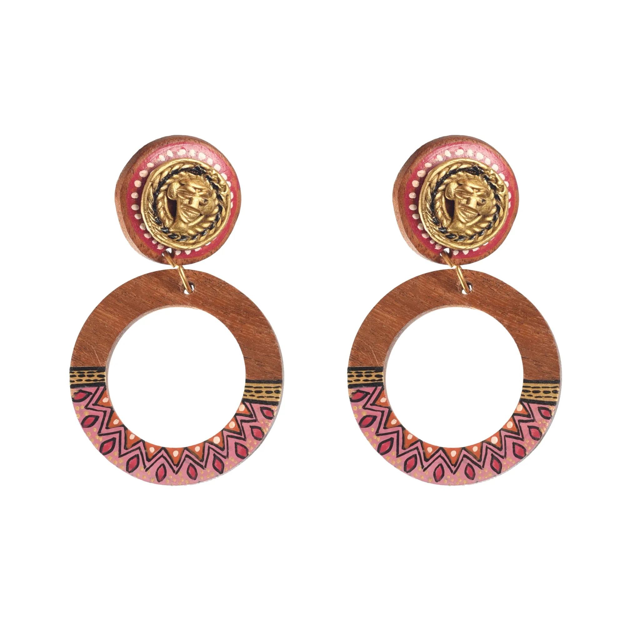 Life's Circle Handcrafted Earrings (Red)