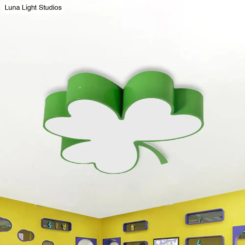 Lucky Clover LED Flush Mount Light - Modern Acrylic Ceiling Lamp for Kindergarten