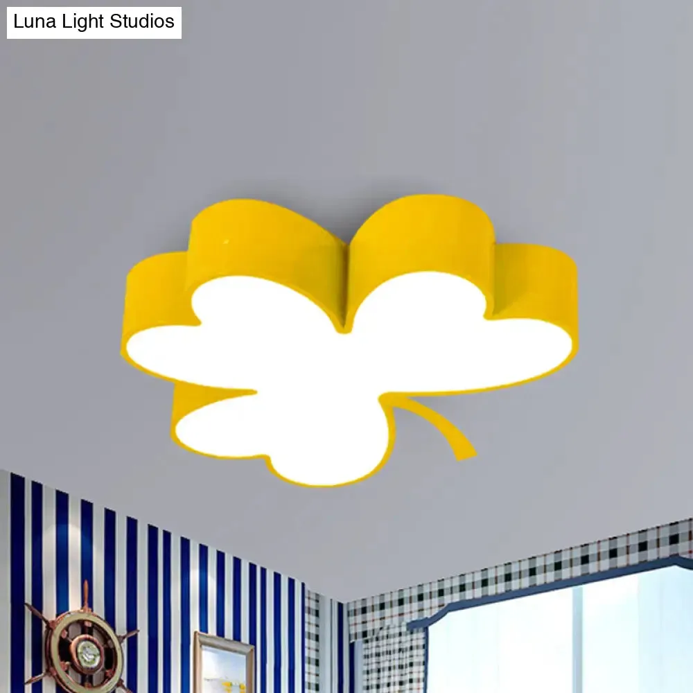 Lucky Clover LED Flush Mount Light - Modern Acrylic Ceiling Lamp for Kindergarten