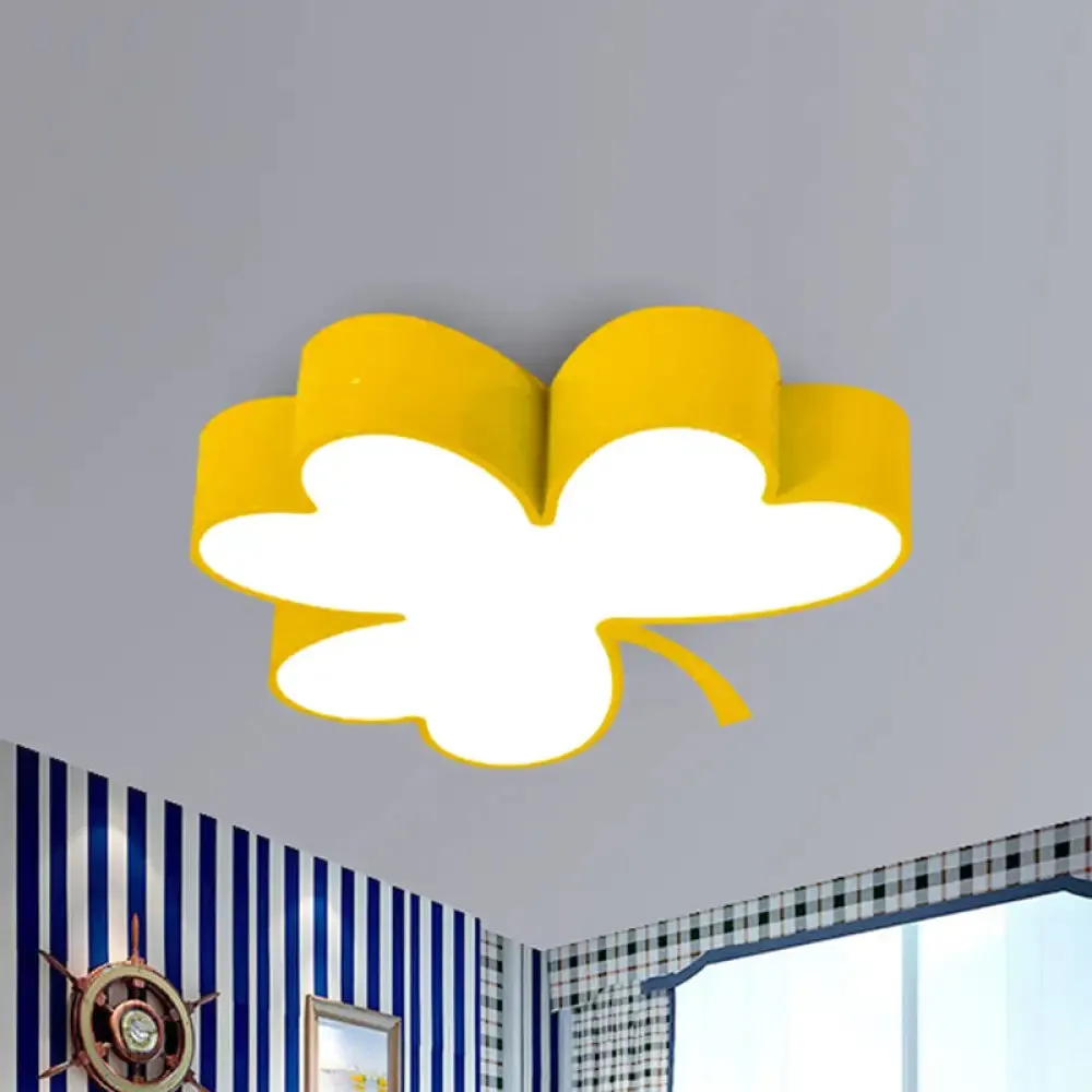 Lucky Clover LED Flush Mount Light - Modern Acrylic Ceiling Lamp for Kindergarten