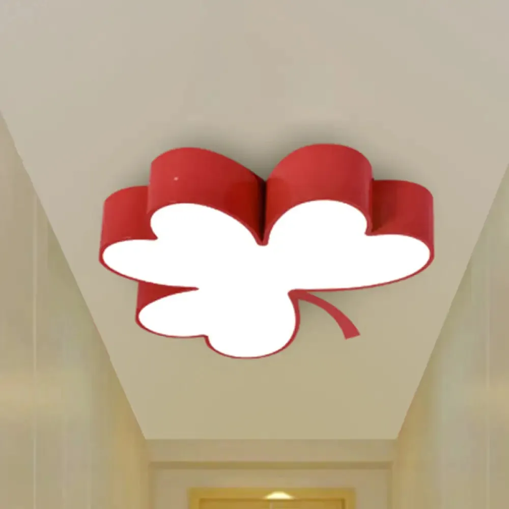 Lucky Clover LED Flush Mount Light - Modern Acrylic Ceiling Lamp for Kindergarten