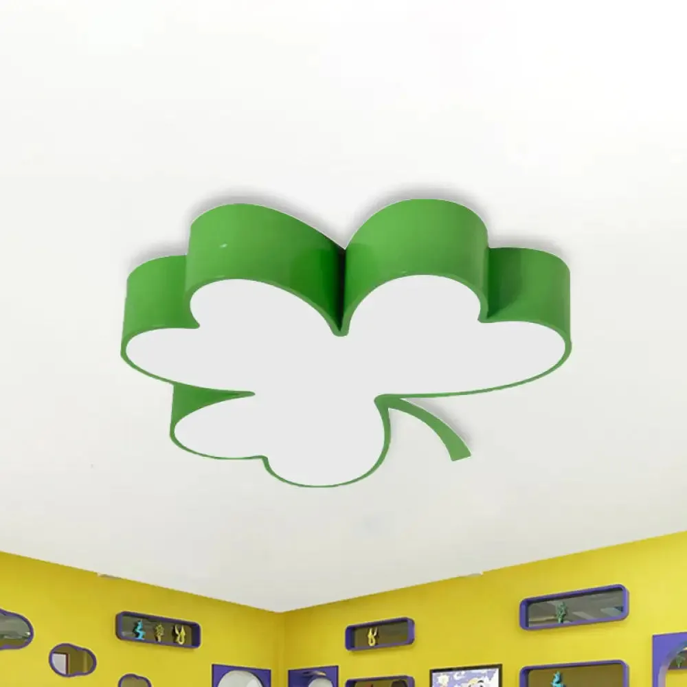 Lucky Clover LED Flush Mount Light - Modern Acrylic Ceiling Lamp for Kindergarten