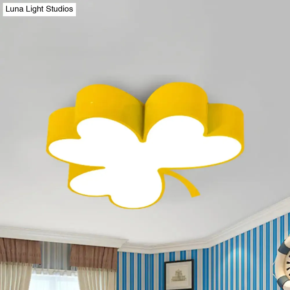 Lucky Clover LED Flush Mount Light - Modern Acrylic Ceiling Lamp for Kindergarten