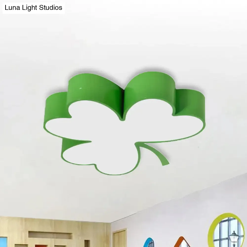 Lucky Clover LED Flush Mount Light - Modern Acrylic Ceiling Lamp for Kindergarten