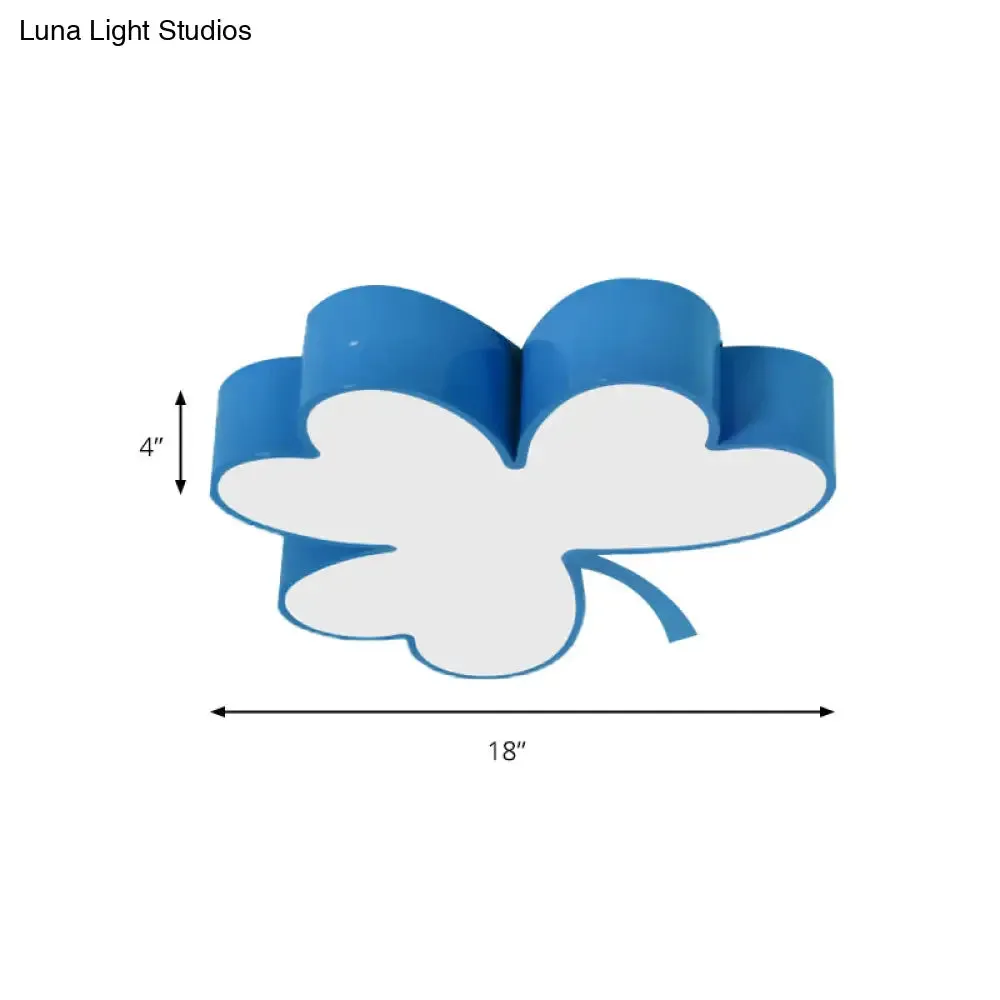 Lucky Clover LED Flush Mount Light - Modern Acrylic Ceiling Lamp for Kindergarten