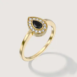 Luna Gold Ring Black Diamond