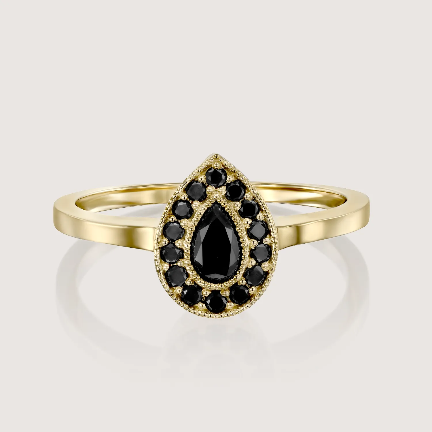 Luna Gold Ring Black Diamonds