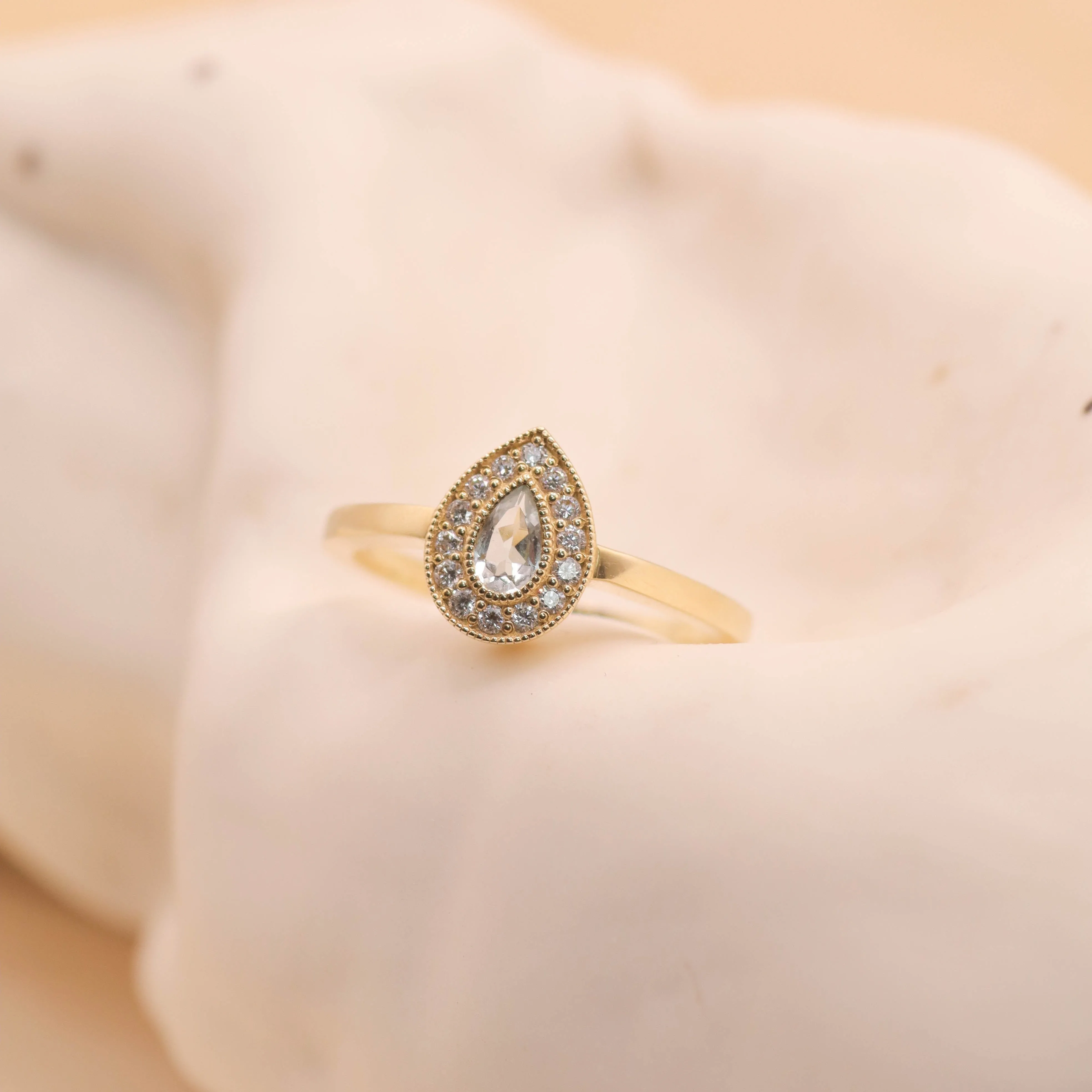 Luna Gold Ring With Aquamarine