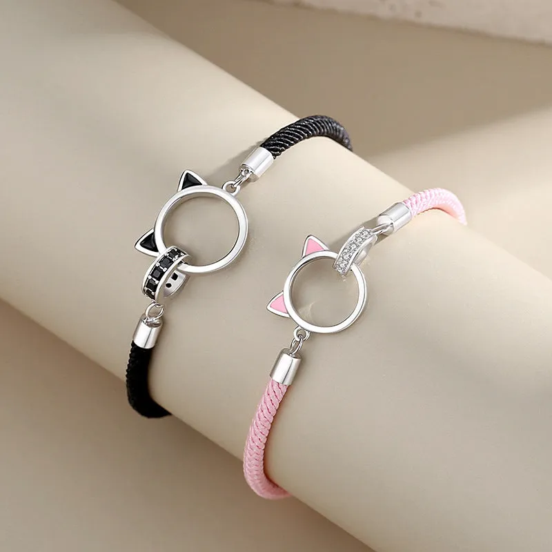 Matching Cats Theme Bracelets Set for Couples