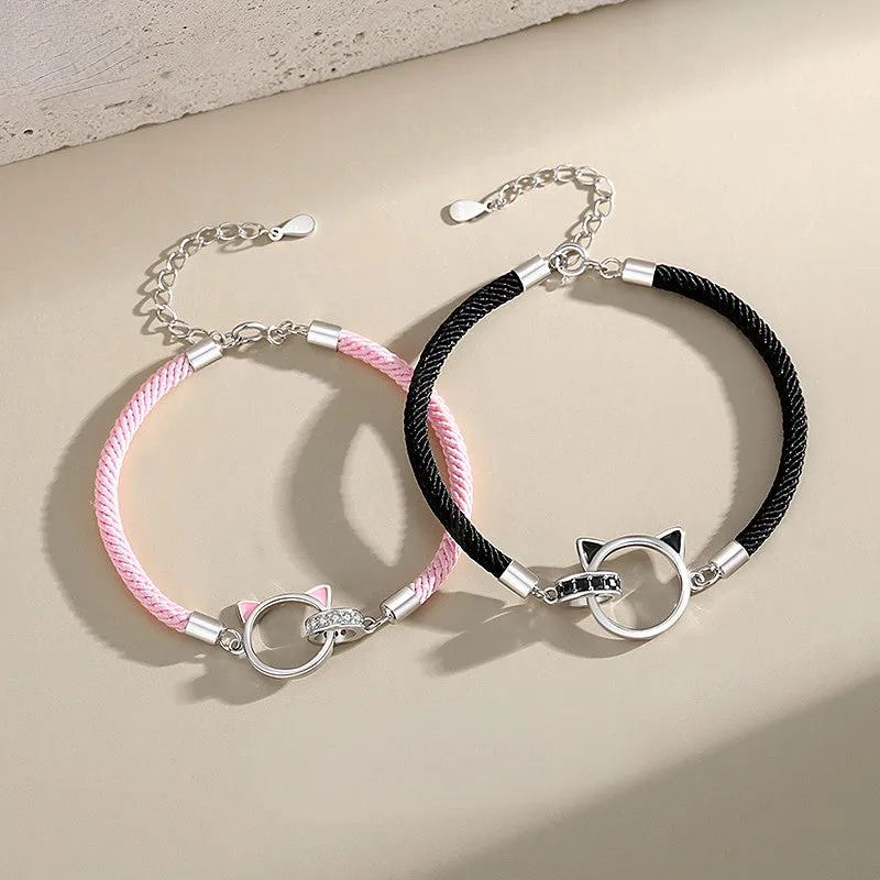 Matching Cats Theme Bracelets Set for Couples