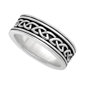 Men's Sterling Silver Oxidized Celtic Knot Wedding Ring - S21073