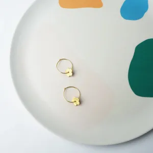 Minima Hoops | Flower Shape | Gold Plated Sterling Silver