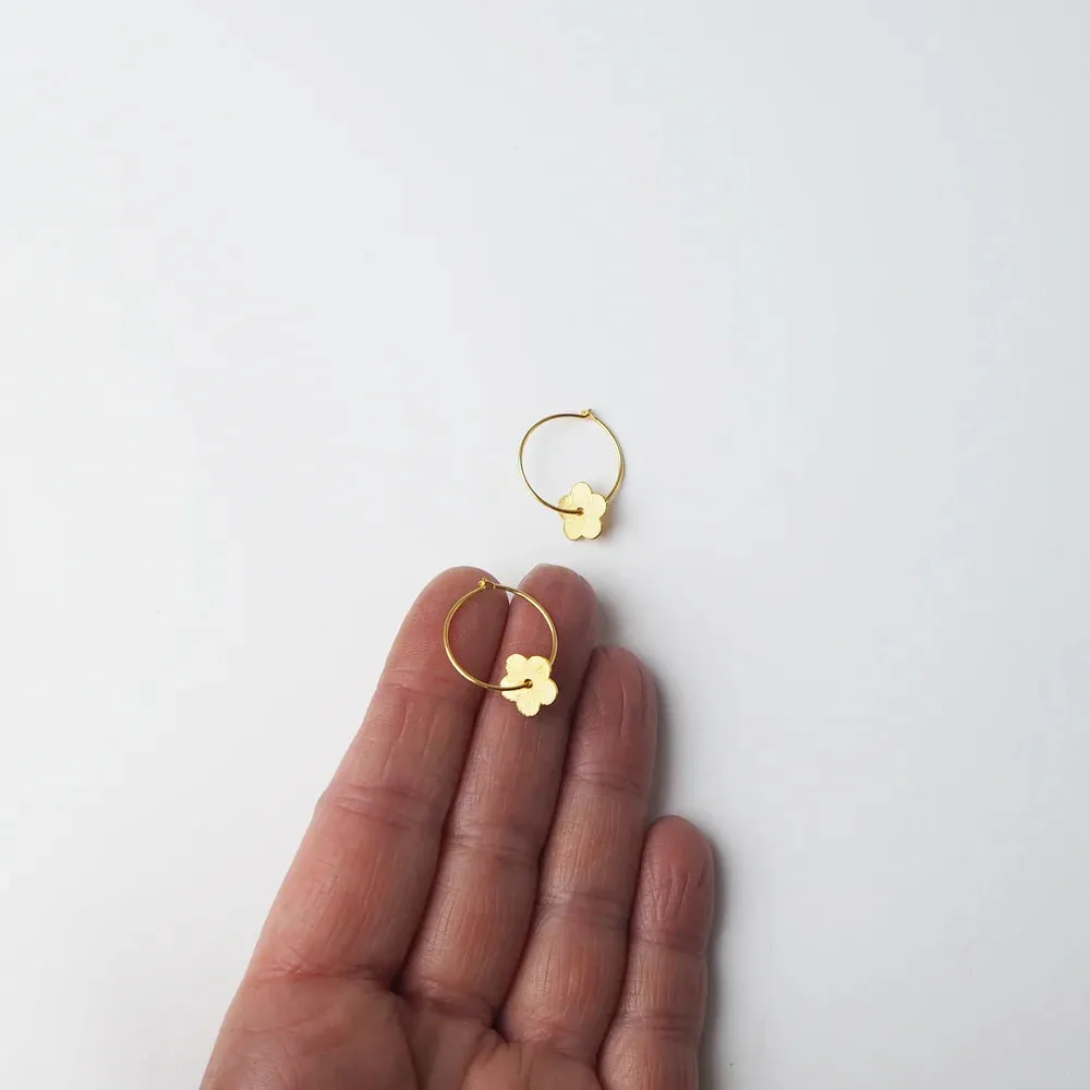 Minima Hoops | Flower Shape | Gold Plated Sterling Silver