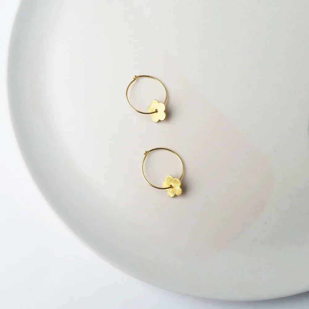 Minima Hoops | Flower Shape | Gold Plated Sterling Silver