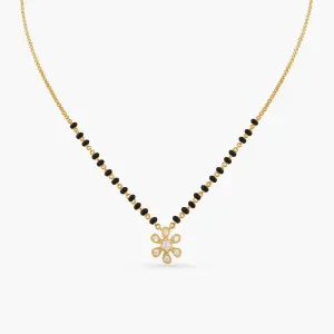 Minimal Floral CZ Silver Mangalsutra