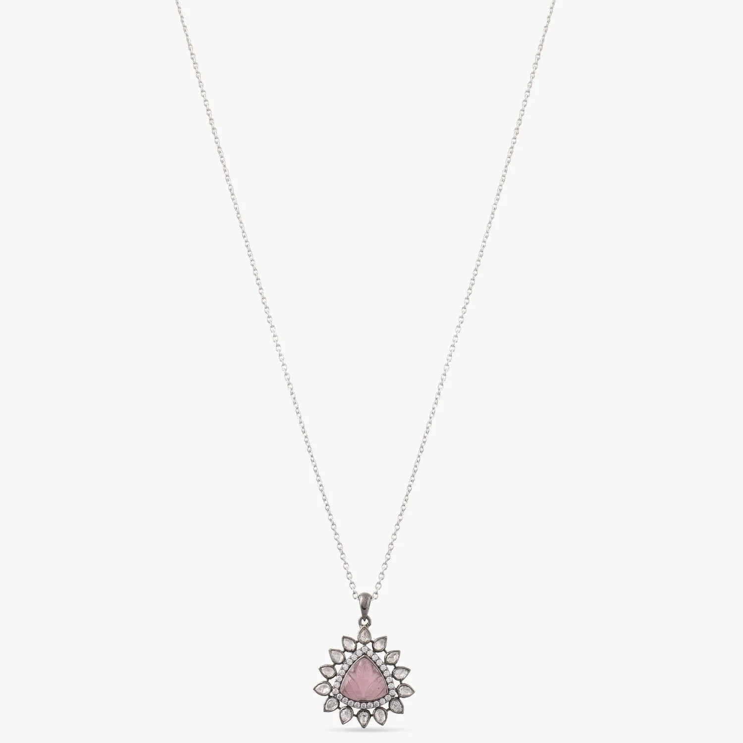 Minimal Floral Moissanite Silver Pendant