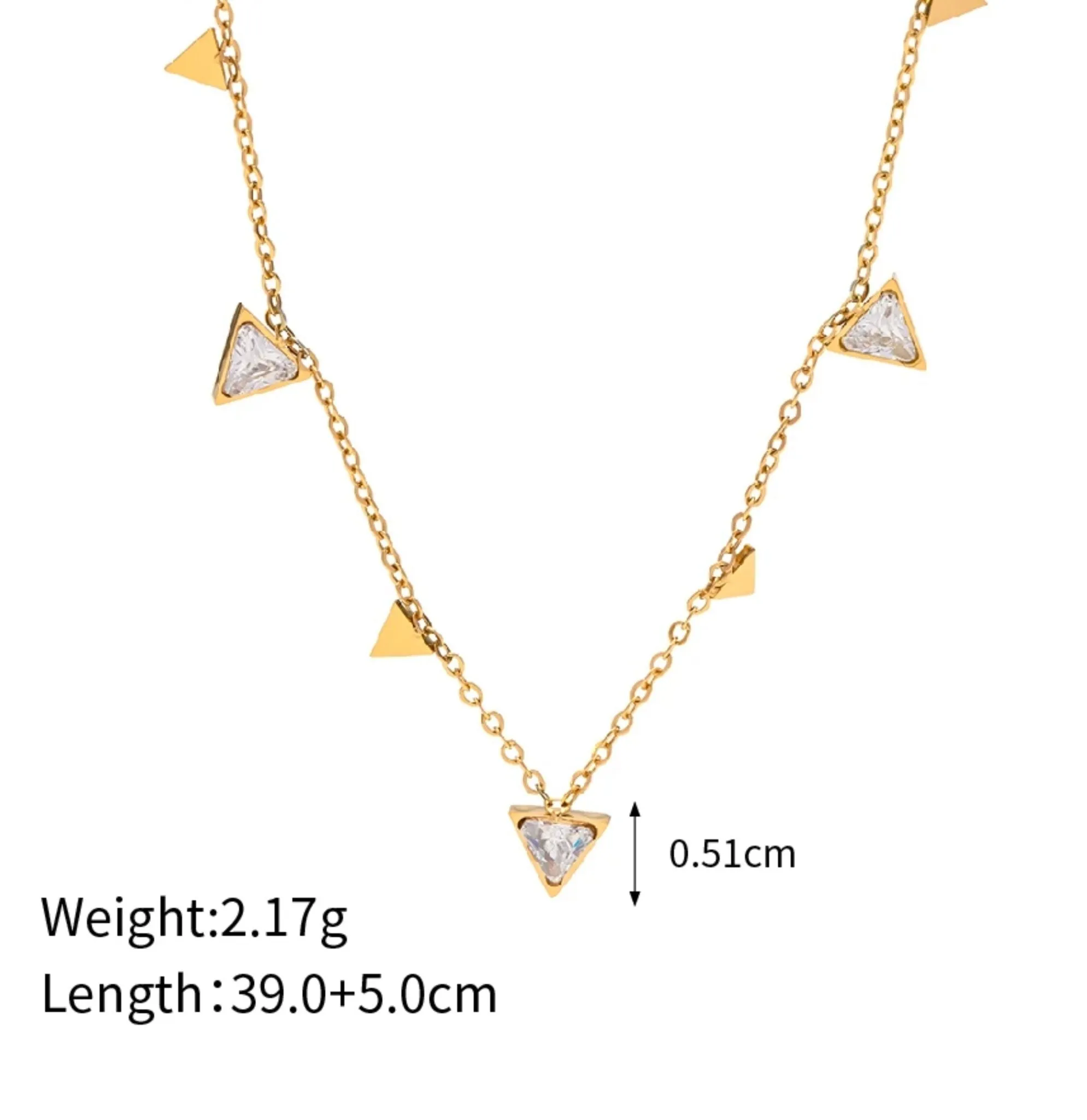 Minimal triangle crystal necklace