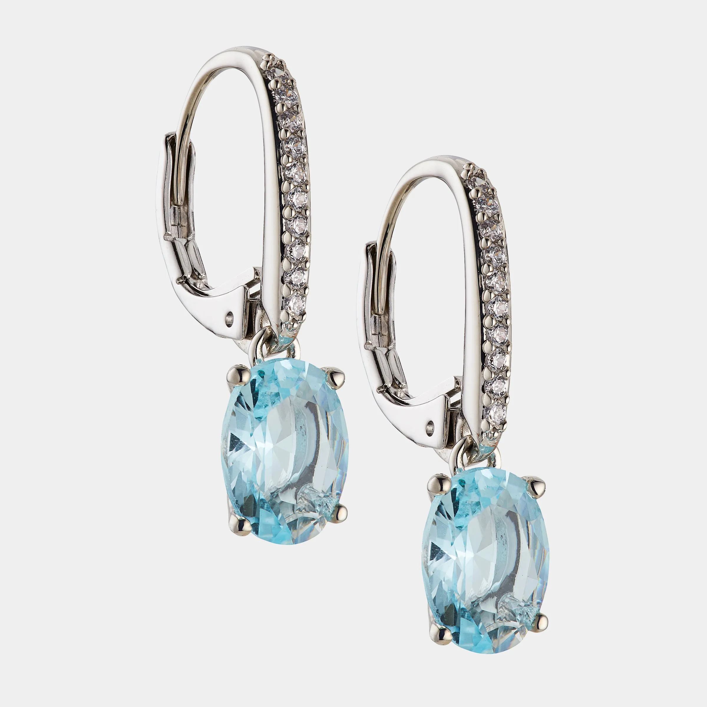 MODERN LOVE OVAL AQUA DROP EARRINGS