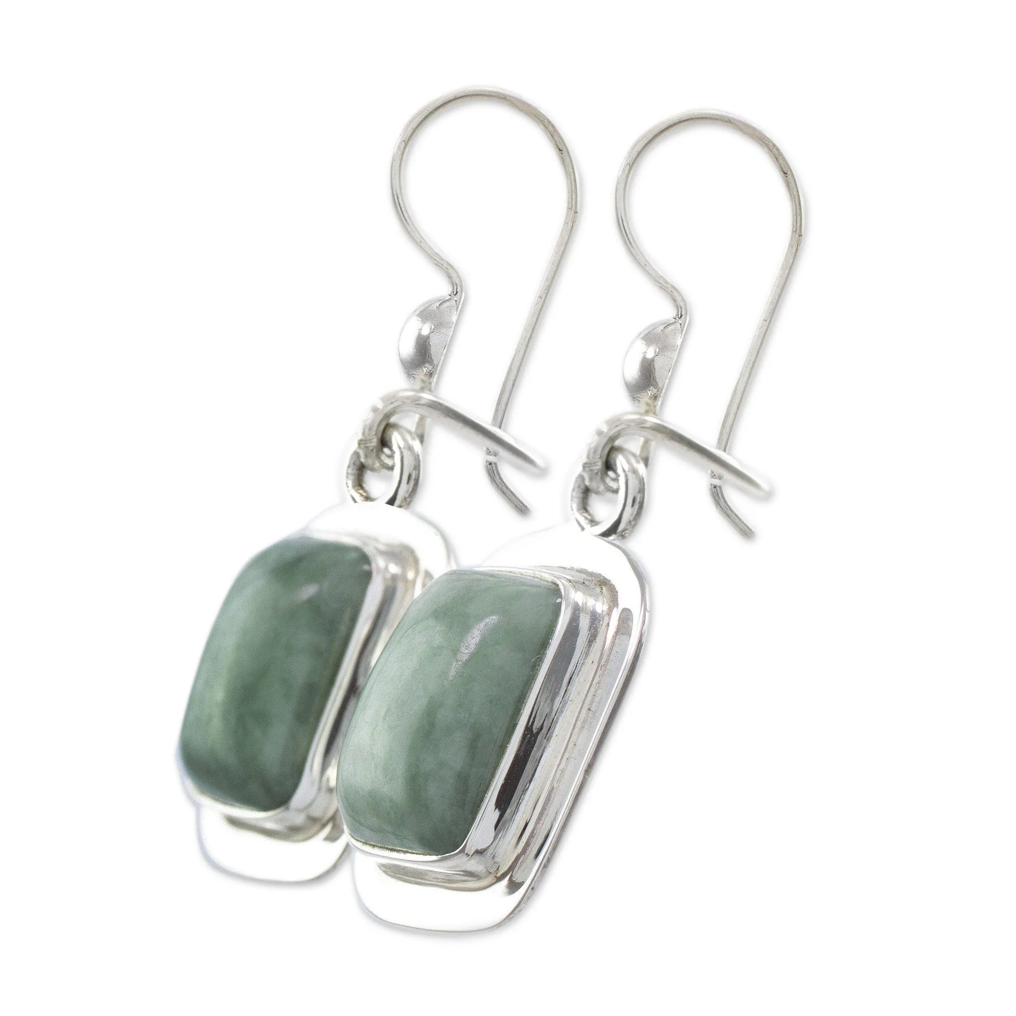 Modern Maya Green Jade Earrings