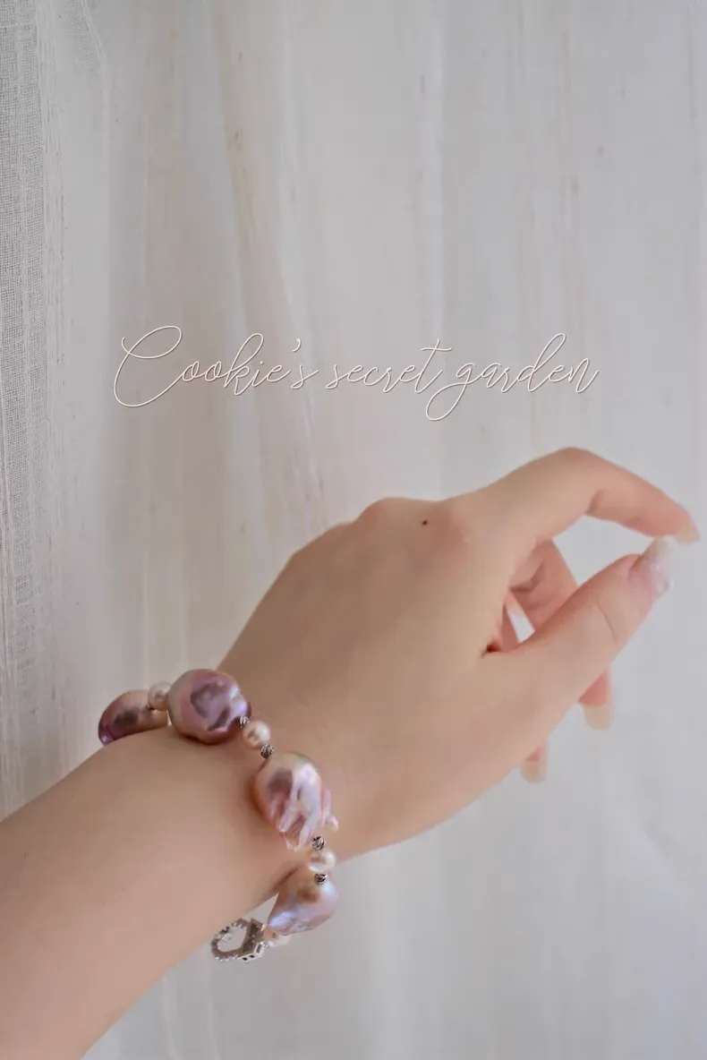 【Monet Garden Collection】 Handmade Annie Aurora Baroque Pearl Bracelet