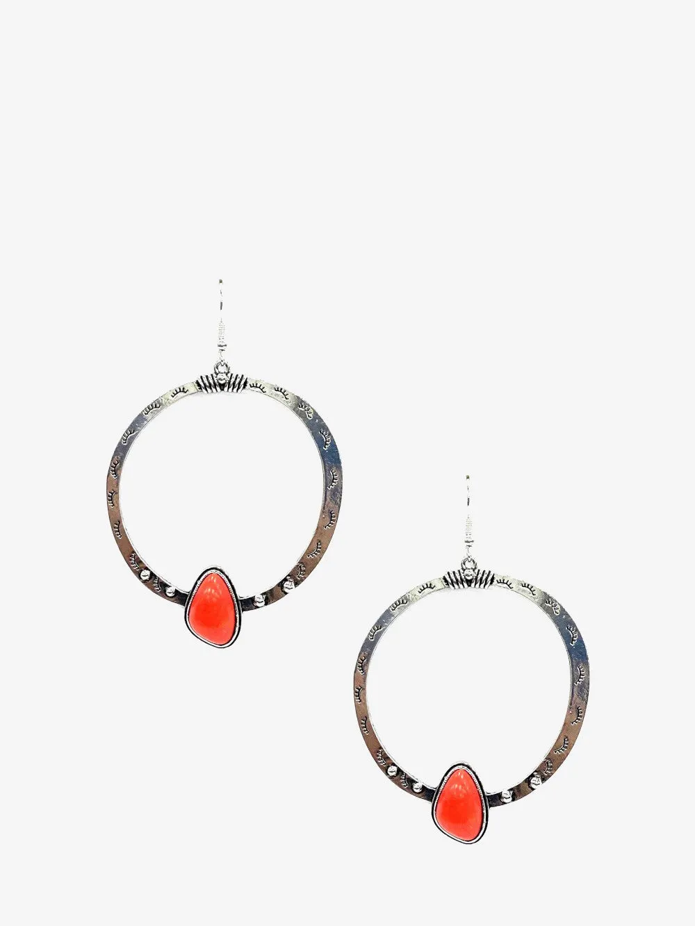 Montana West Circle Base Red Stone Earrings