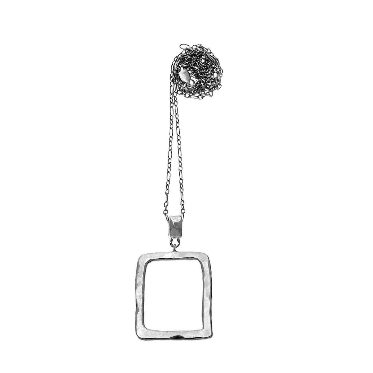 Mystical Pagoda Open Cube Sterling Silver Necklace