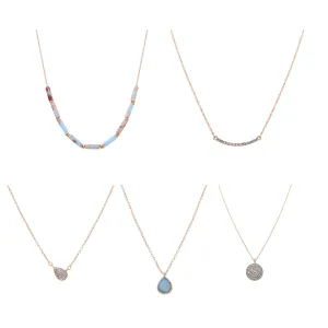 Natural Stone, Teardrop, & Pave Necklace Set