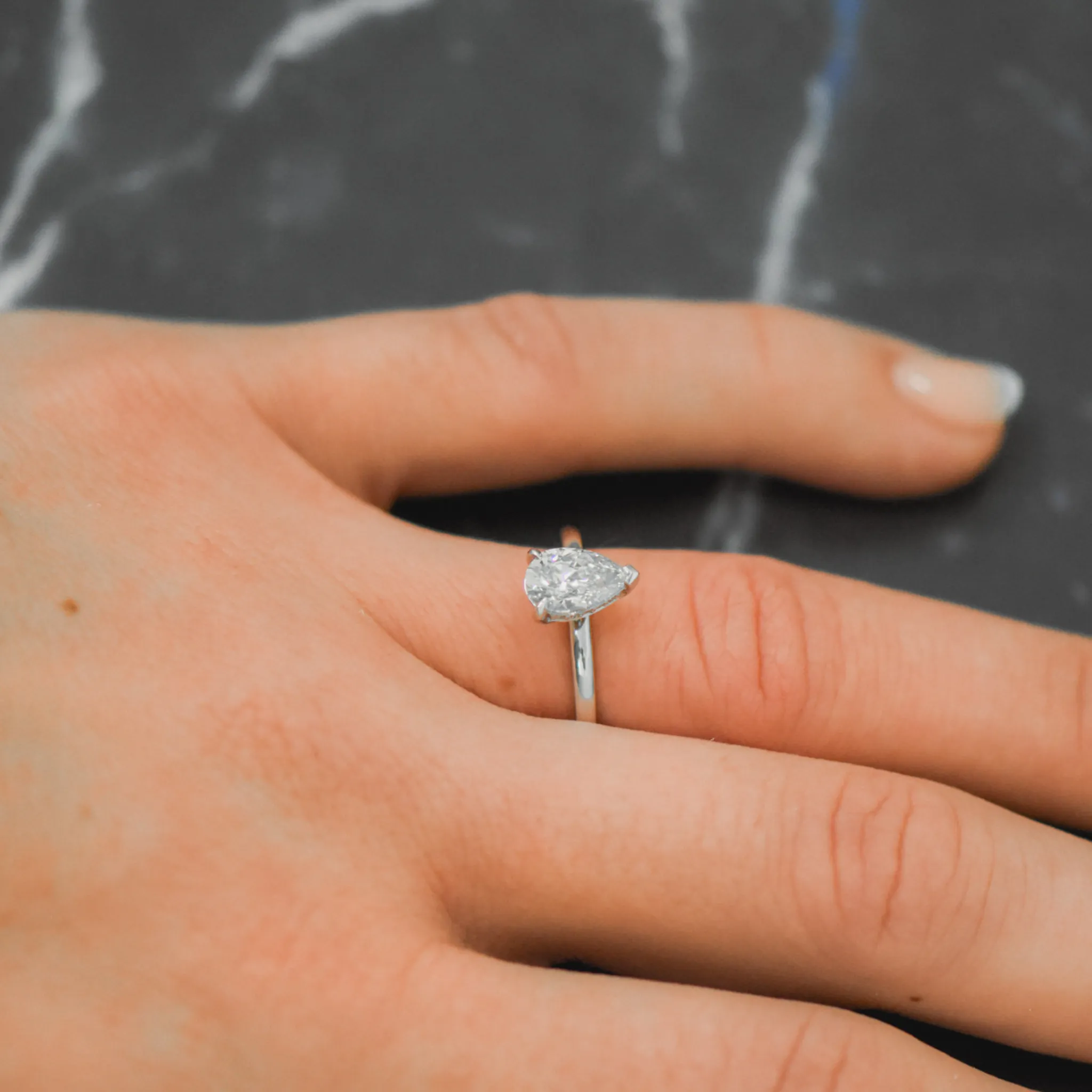 Nora | Pear Cut Solitaire Diamond Engagement Ring