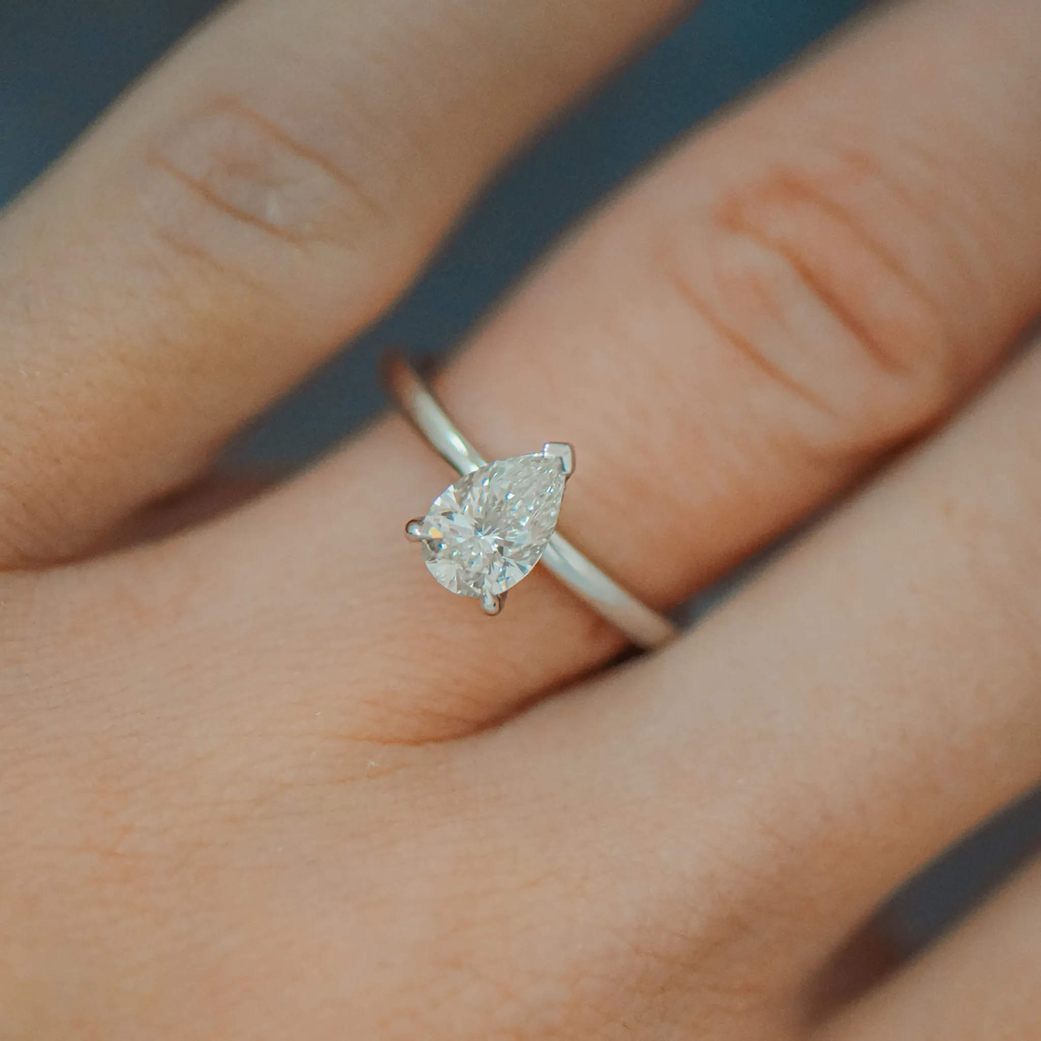 Nora | Pear Cut Solitaire Diamond Engagement Ring