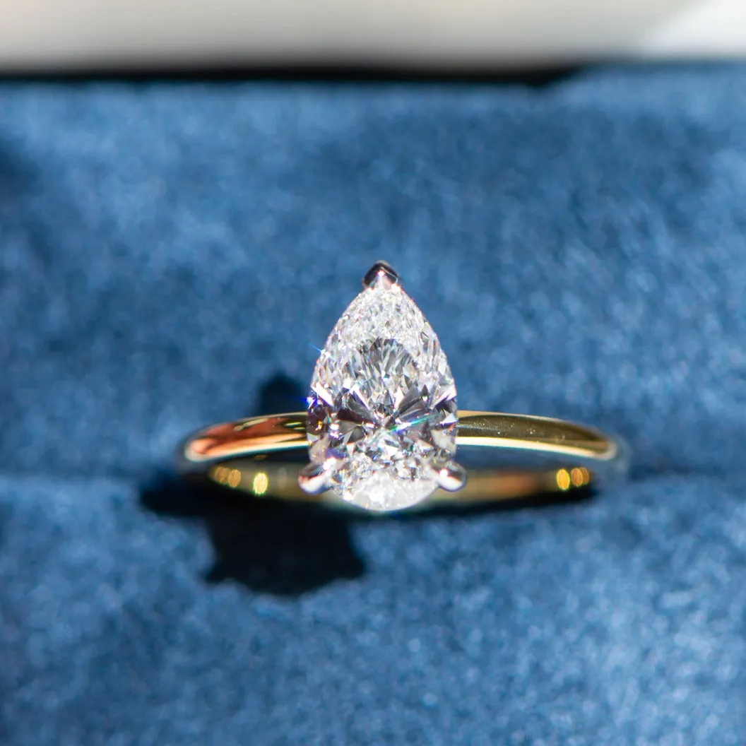 Nora | Pear Cut Solitaire Diamond Engagement Ring