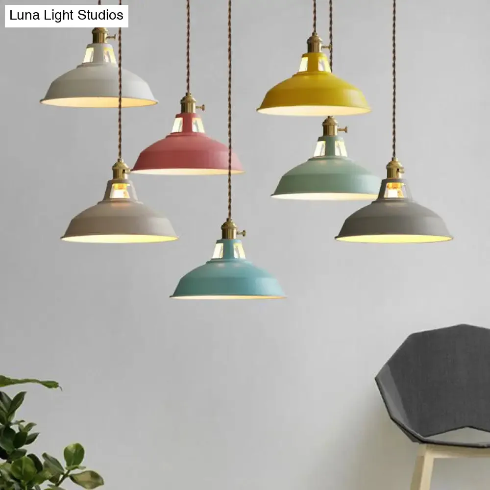 Nordic Style Hanging Lamp with Metal Shade and Colorful Macaron Finish for Kitchen Barn