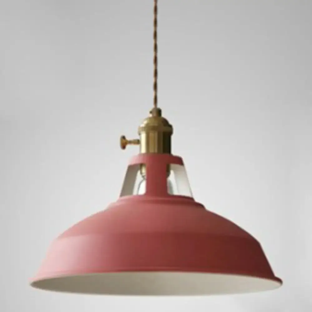 Nordic Style Hanging Lamp with Metal Shade and Colorful Macaron Finish for Kitchen Barn