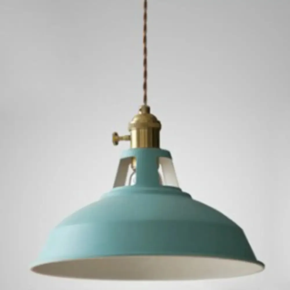 Nordic Style Hanging Lamp with Metal Shade and Colorful Macaron Finish for Kitchen Barn