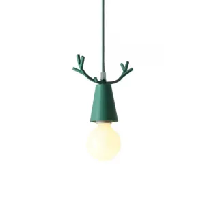 Nordic Style Pendant Light with Adjustable Ball Ceiling Fixture and Antler Decoration for Bedroom or Kids Room