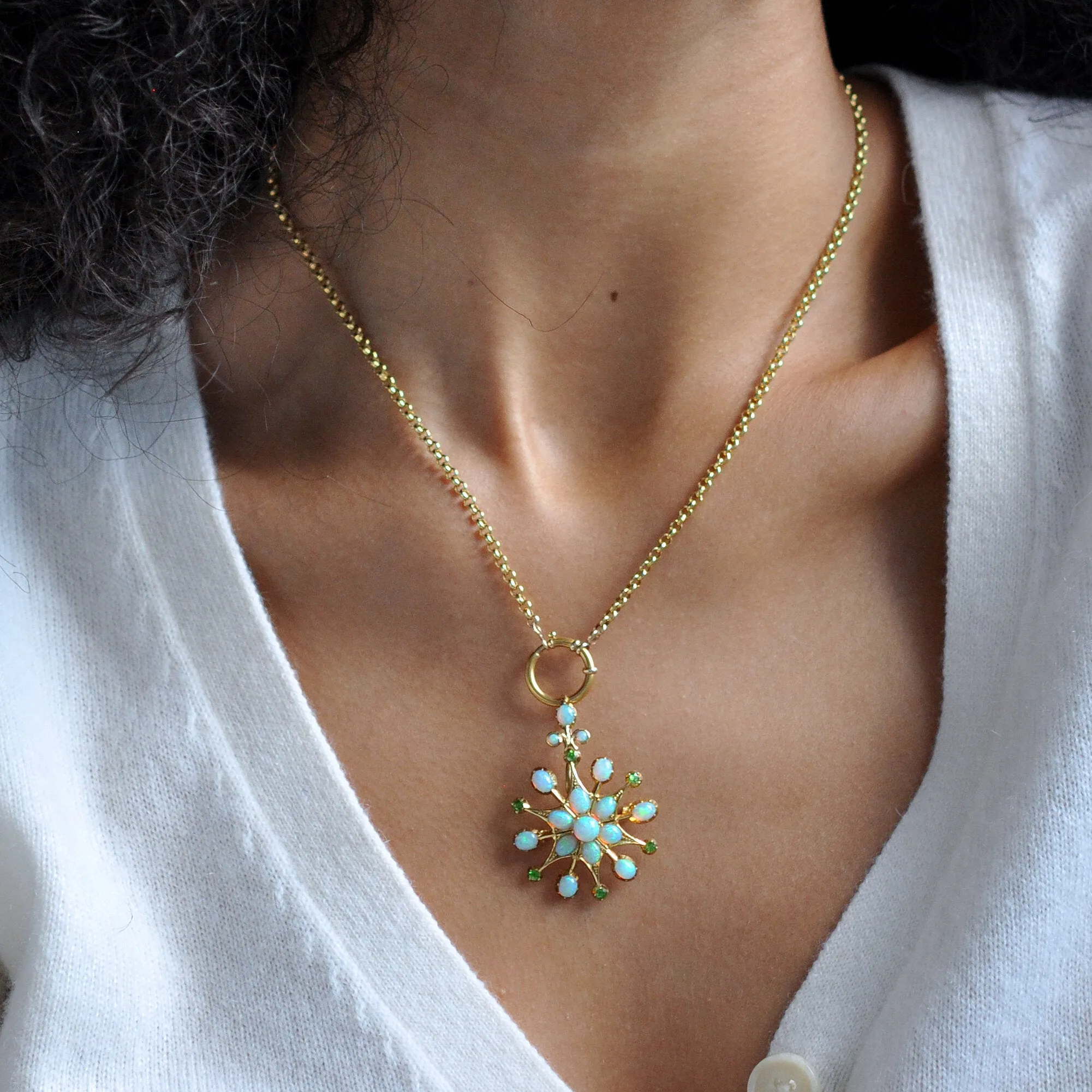 Opal and Demantoid Garnet Star