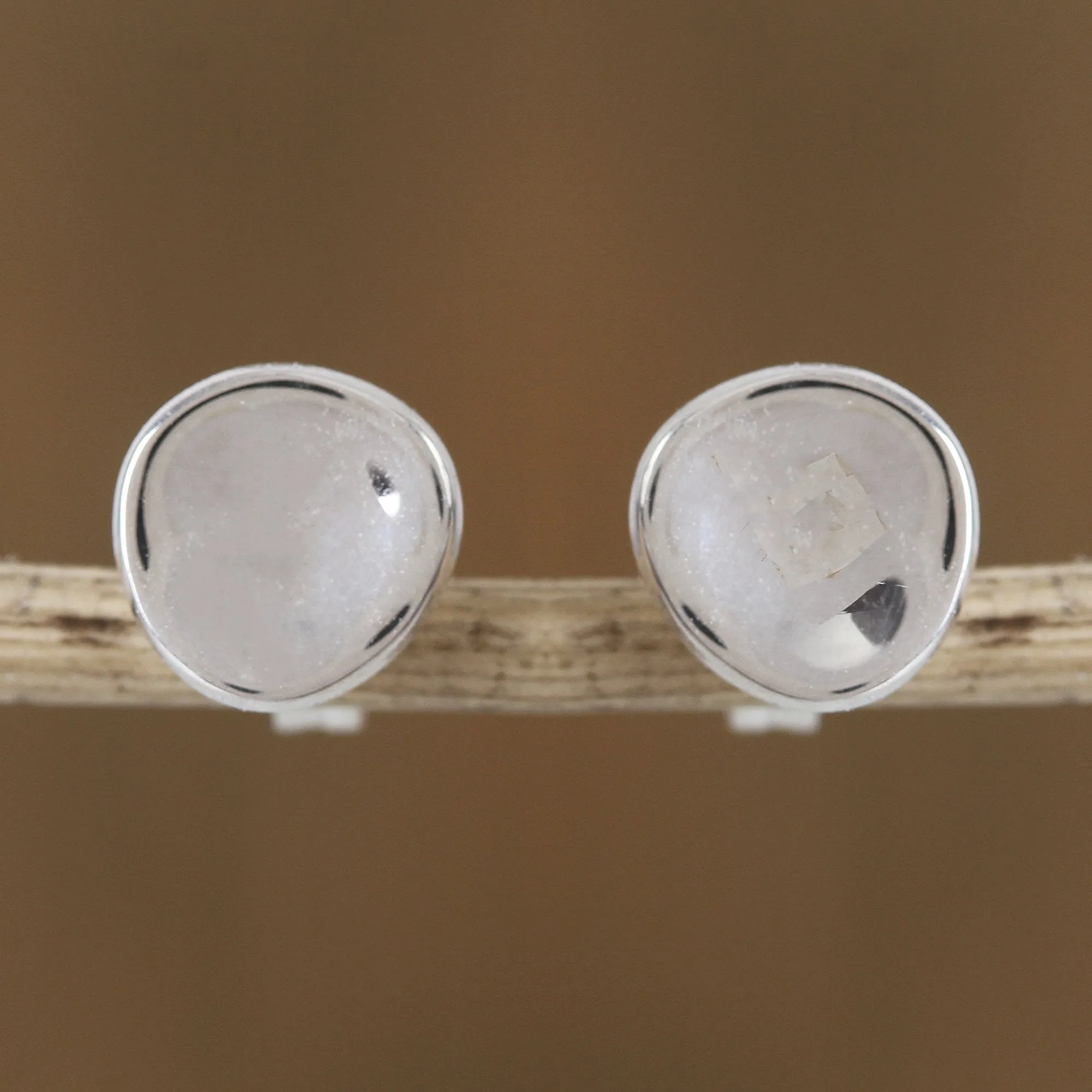 Parabolic Shine Modern Sterling Silver Stud Earrings from Mexico