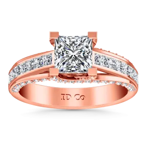 Pave Princess Cut Engagement Ring Isabella 14K Rose Gold