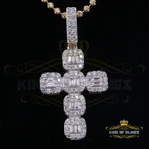 Promising Yellow 925 Sterling Silver Cross Pendant with 1.34ct Cubic Zirconia