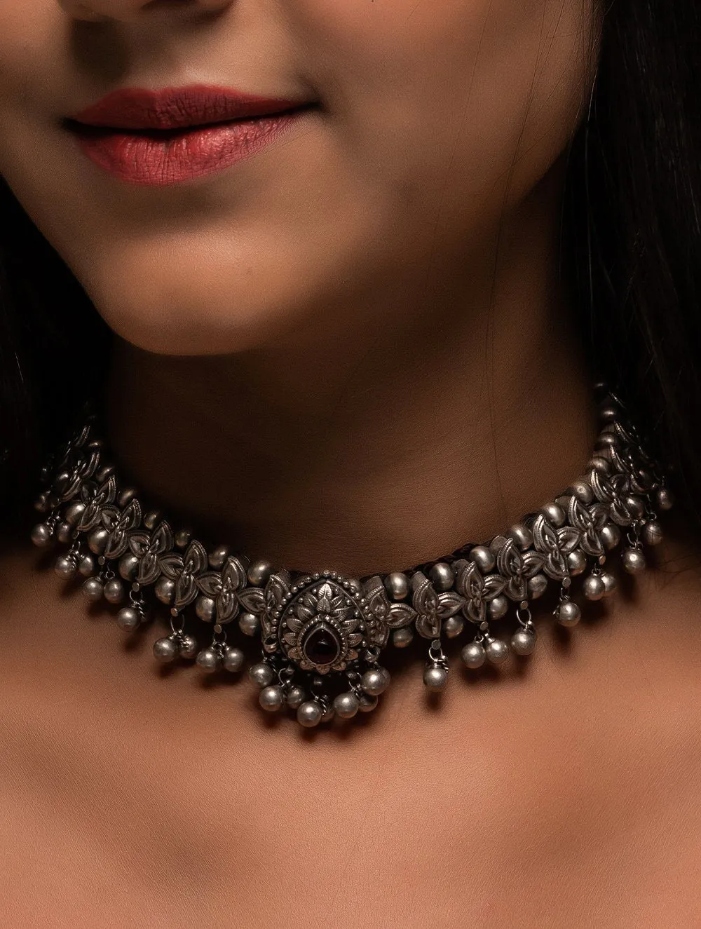 Pure Silver Traditional Maharashtrian Choker - Belpan Teek