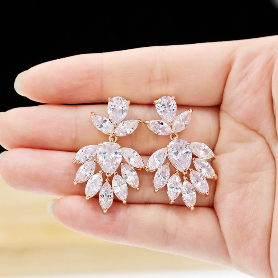 "Maeve" - Cubic Zirconia Bridal Earrings - Available in Silver, Rose Gold and Yellow Gold