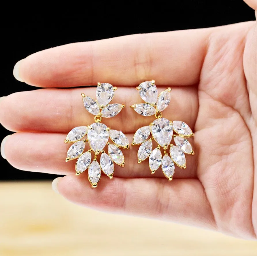 "Maeve" - Cubic Zirconia Bridal Earrings - Available in Silver, Rose Gold and Yellow Gold