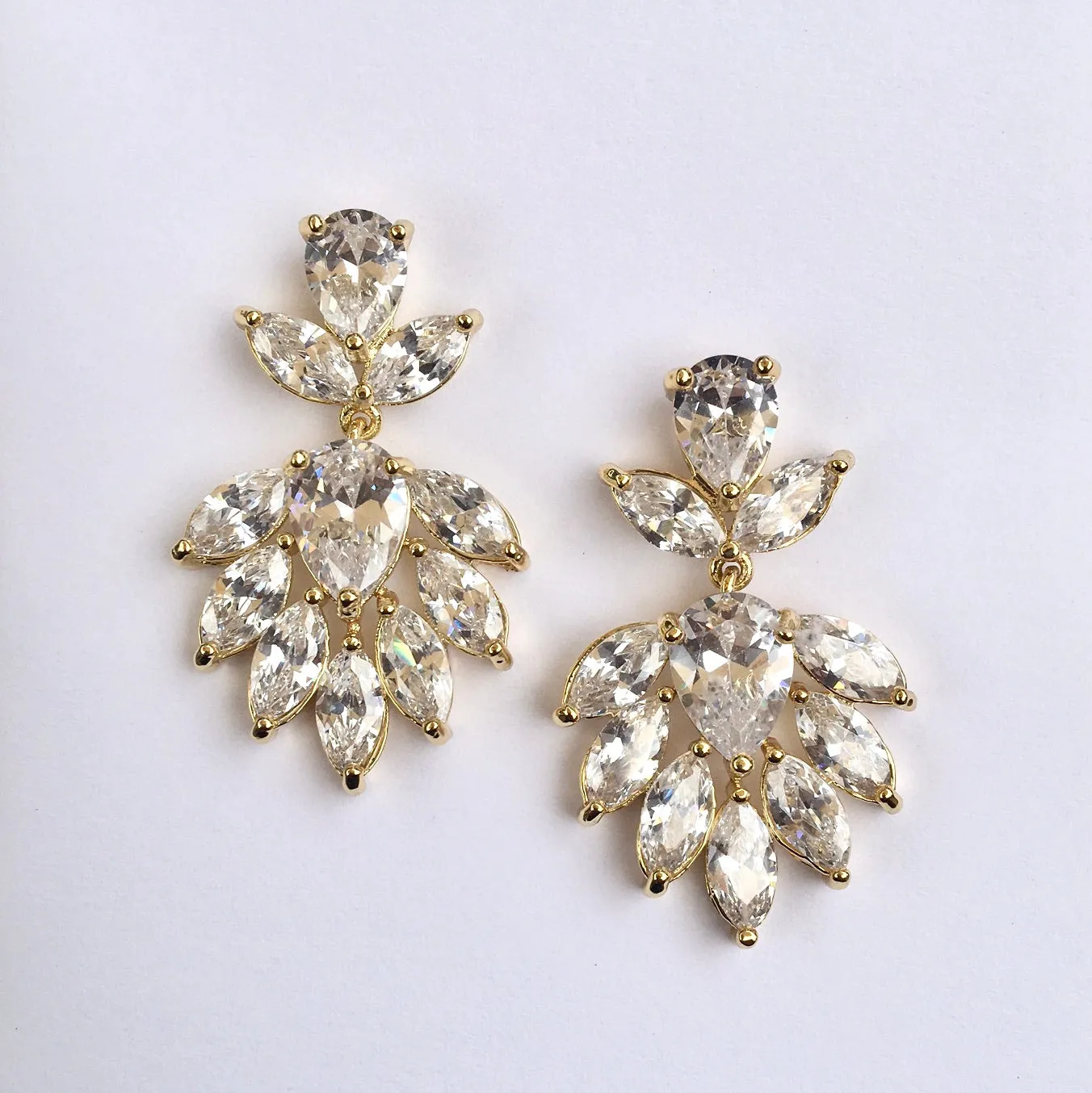 "Maeve" - Cubic Zirconia Bridal Earrings - Available in Silver, Rose Gold and Yellow Gold